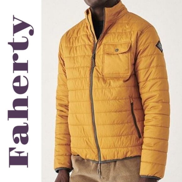 FAHERTY ATMOSPHERE PUFFER JACKET GOLD INSULATED FULL ZIP WATER REPELLENT, SMALL - Picture 13 of 13